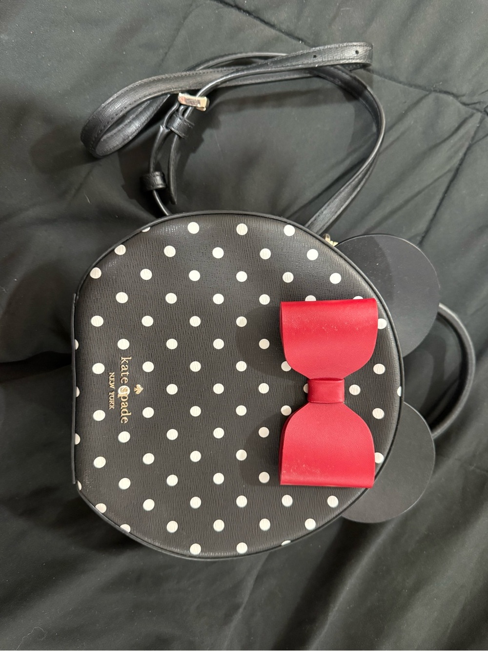 kate spade Black Polka Dot Crossbody with Red Bow